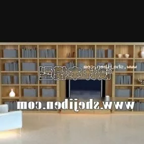 Tv Cabinet With Book Library Decorative 3d model