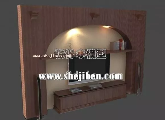 Wooden Wine Cabinet Arc Top Shape 3d model