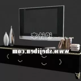 Tv Cabinet With Vase And Tableware 3d model