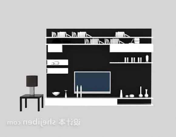 Brown Wine Cabinet With Bar Chair 3d model