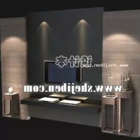 Tv Cabinet With Stool And Downlight System 3d model