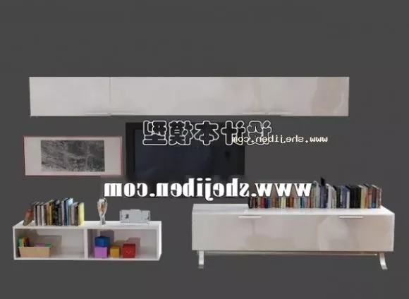 Yellow Wood Classic Bookcase Shelf 3d model