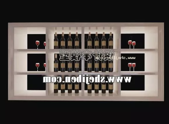 Modern Wine Cabinet With Glass Bottle 3d model Modern Wine Cabinet With Glass Bottle 3d model