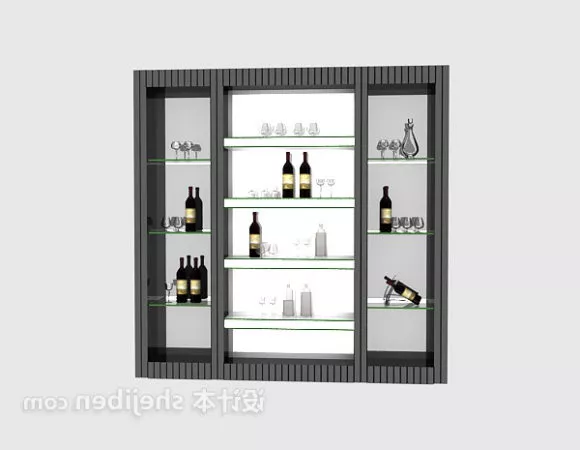 Wine Cabinet Black Frame 3d model Wine Cabinet Black Frame 3d model