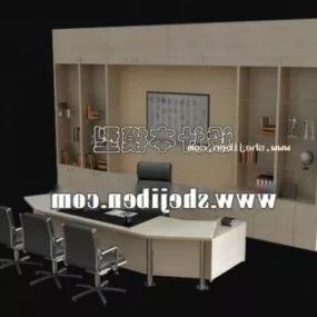 Work Desk With Showcase Cabinet 3d model