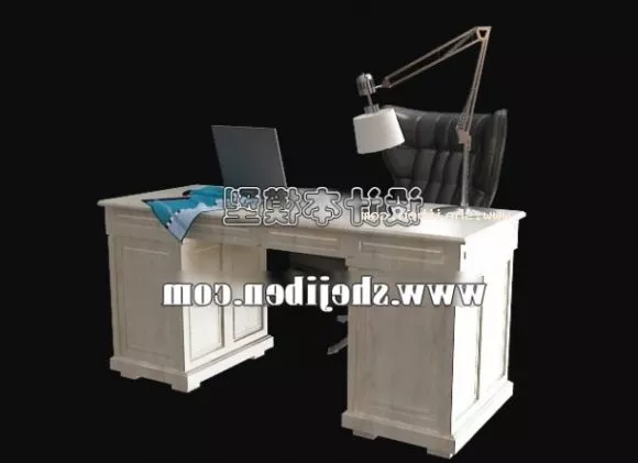 Work Desk With Lamp And Laptop 3d model Work Desk With Lamp And Laptop 3d model