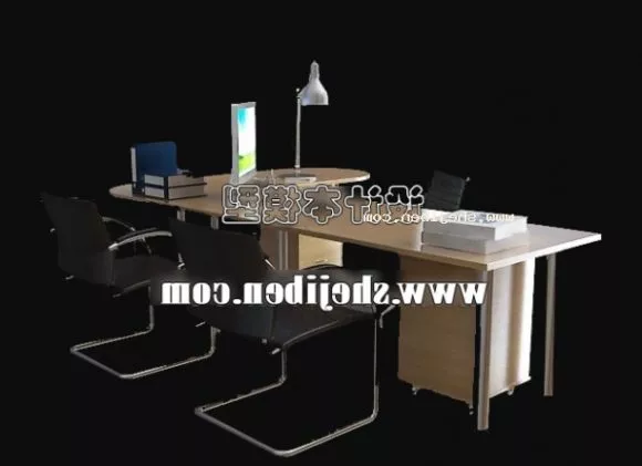Corner Working Table With Chair 3d model Corner Working Table With Chair 3d model