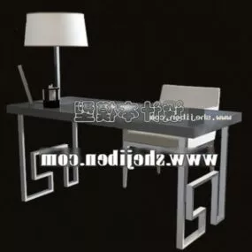 Work Desk Metal Frame With Chair 3d model