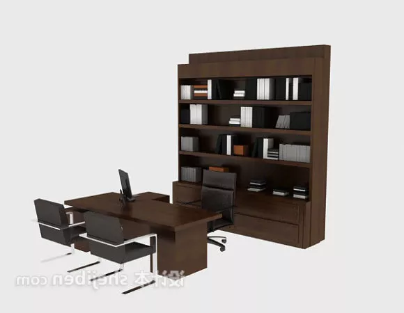 Chinese Bookshelf Wooden 3d model