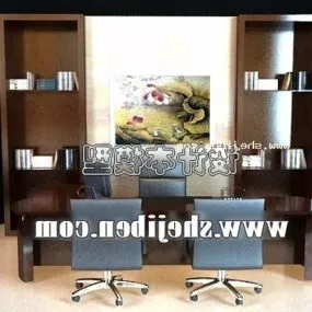 Office Room With Table Chair Set 3d model