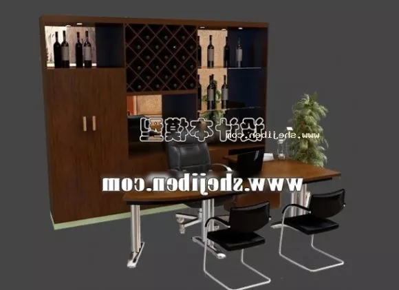 Computer Desk With Keyboard Tray And Shelf 3d model