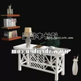 Study Work Desk With Decoration 3d model