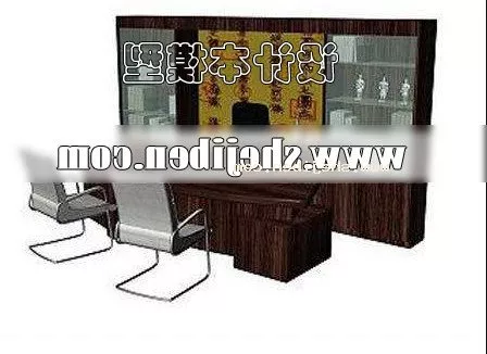 Round Coffee Table With Four Chairs And Coffee Cup 3d model