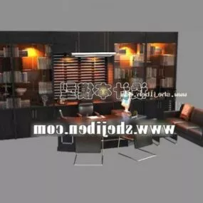 Working Desk Furniture With Cabinet 3d model