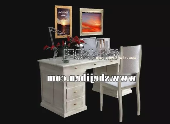 Black Leather Executive Office Desk Chair 3d model