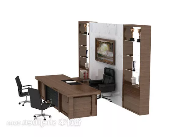 Computer Desk With Hutch 3d model