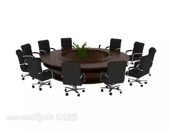 Circular Conference Table With Chair 3d model Circular Conference Table With Chair 3d model