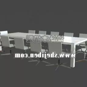 White Conference Table With Chair Furniture 3d model