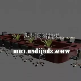 Conference Table With Wheel Chairs Furniture 3d model