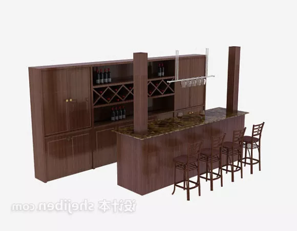 Closet With Middle Shelf With Clothes 3d model