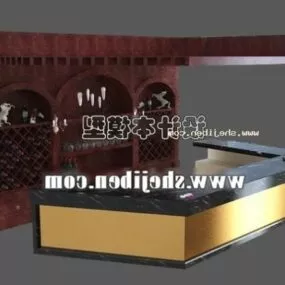 Wood Wine Cabinet With Counter 3d model