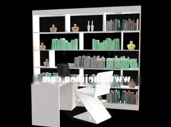 Bookcase Wood Furniture With Work Table 3d model Bookcase Wood Furniture With Work Table 3d model