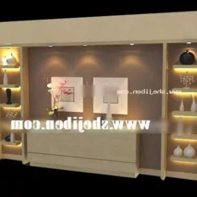 Wall Bookcase With Lighting Decoration 3d model