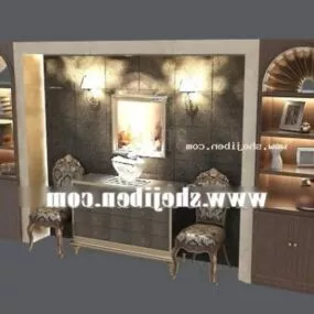 Bookcase European Vintage Style 3d model