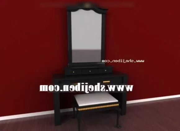 Computer Desk With Keyboard Tray And Shelf 3d model