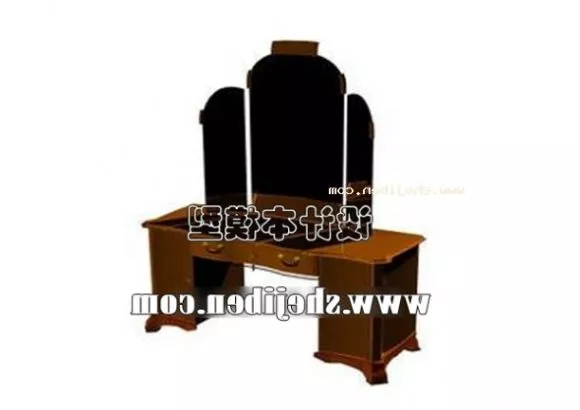 Wood Executive Office Desk With File Drawers 3d model
