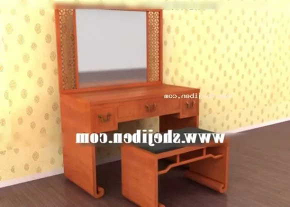Traditional Wood Writing Desk 3d model