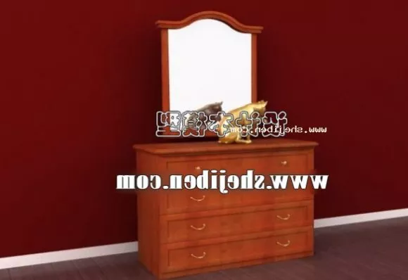 Wooden Frame Square Mirror 3d model
