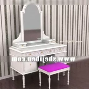 White Dresser European Style 3d model