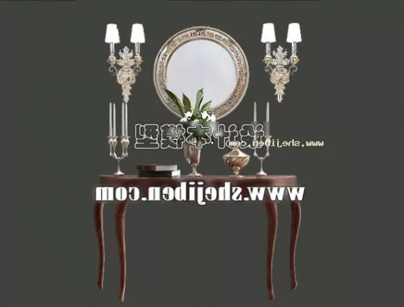 Stained Mirror With Tree Decoration 3d model