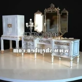 European Dresser Table With Mirror Furniture 3d model