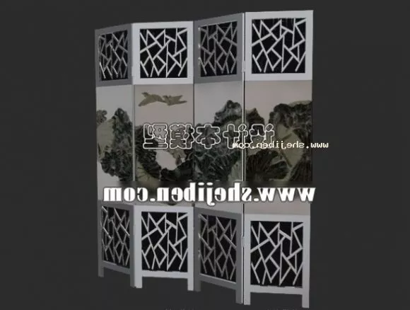 Chinese Partition Rectangle Line Shape 3d model