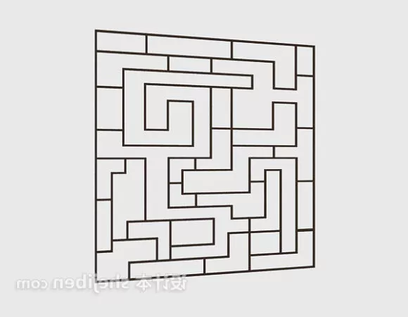 Chinese Window Frame Pentagon Pattern 3d model