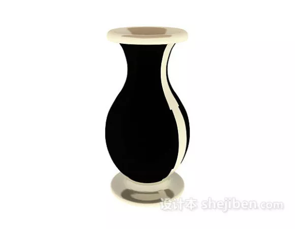 Porcelain White Vase With Blue Textures 3d model