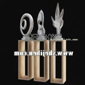Artwork With Wood Base 3d model