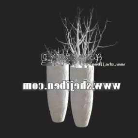 Potted Vase White Color 3d model