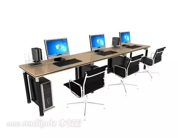 Desk Table And Chairs With Computer 3d model Desk Table And Chairs With Computer 3d model