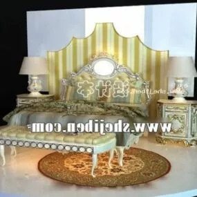 Classic Bed With Bench And Carpet 3d model