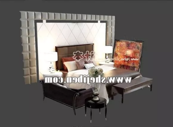 Simple Double Bed With Mattress 3d model