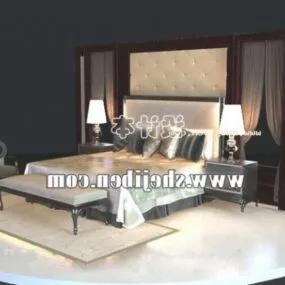 Hotel Modern Bed With Lamp 3d model