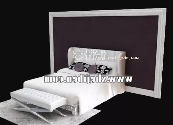Single Bed With Thin Mattress 3d model