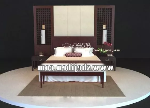 Bedroom With Cabinet Bed 3d model