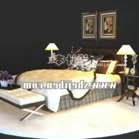Modern Bed Home Bedroom Furniture 3d model