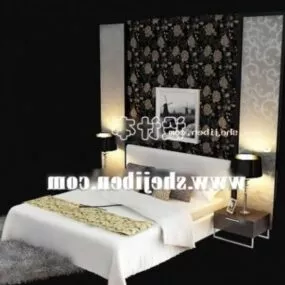 Bed With Backwall 3d model