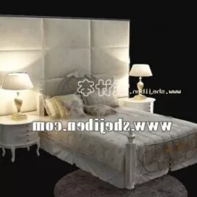 Hotel Double Bed Furniture With Nightstand 3d model
