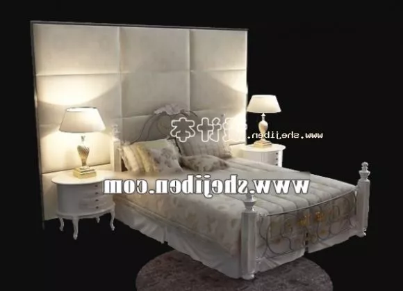 Simple Nightstand Two Drawers 3d model